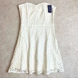 NWT Eyelet Lace Strapless White Dress Forever21 H81 Size Small